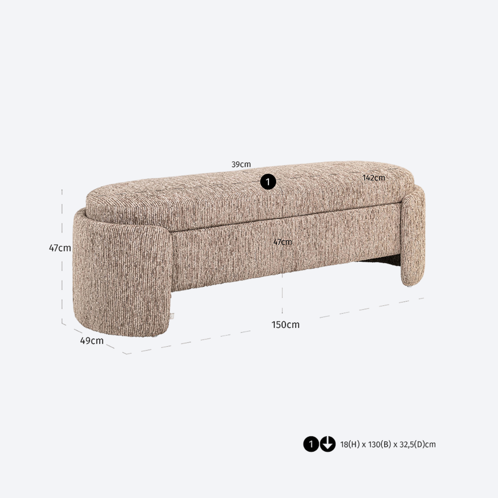 Bench Cupid mocca linear with storage