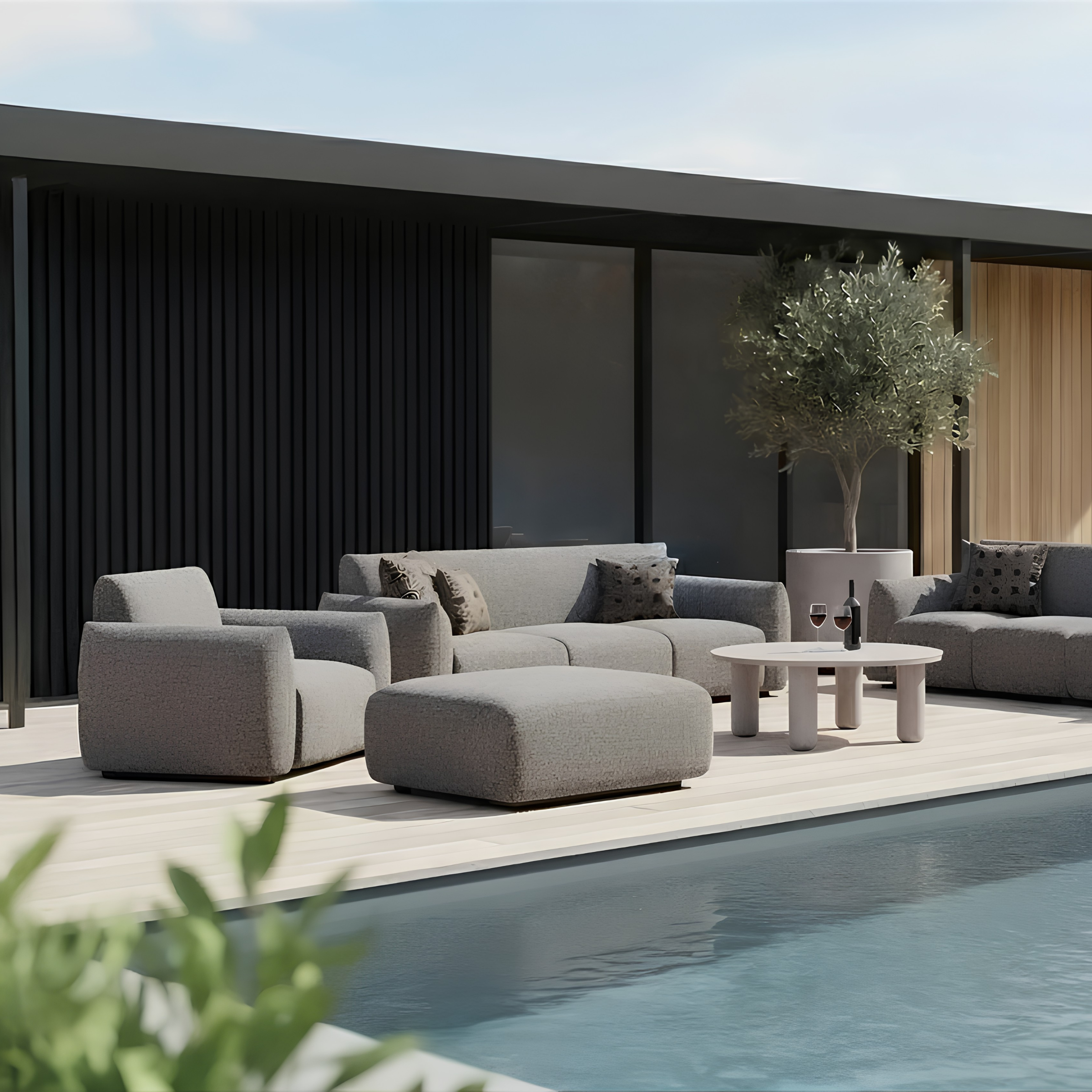 Outdoor lounge chair Dawson greige alpine
