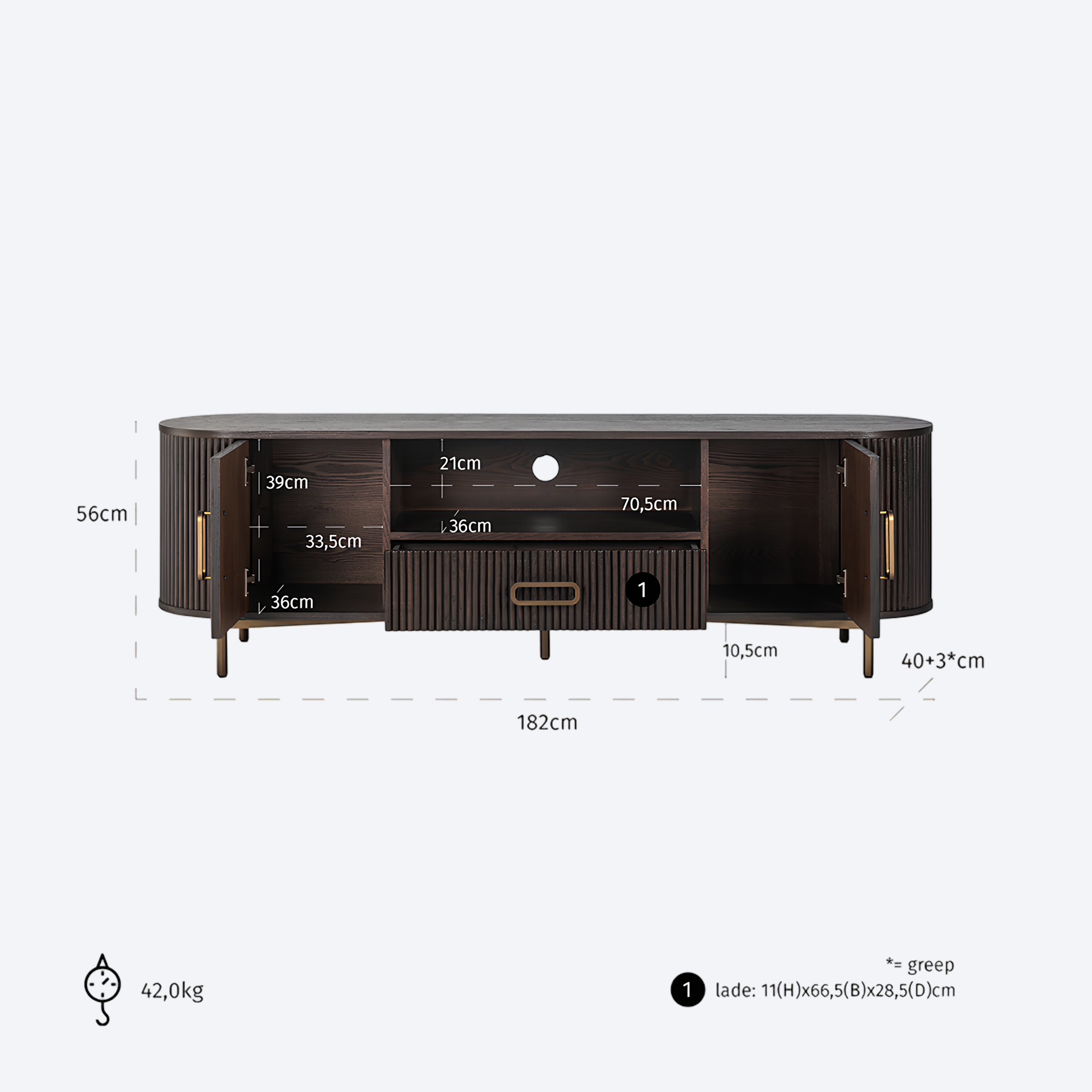 TV cabinet Luxor brown
