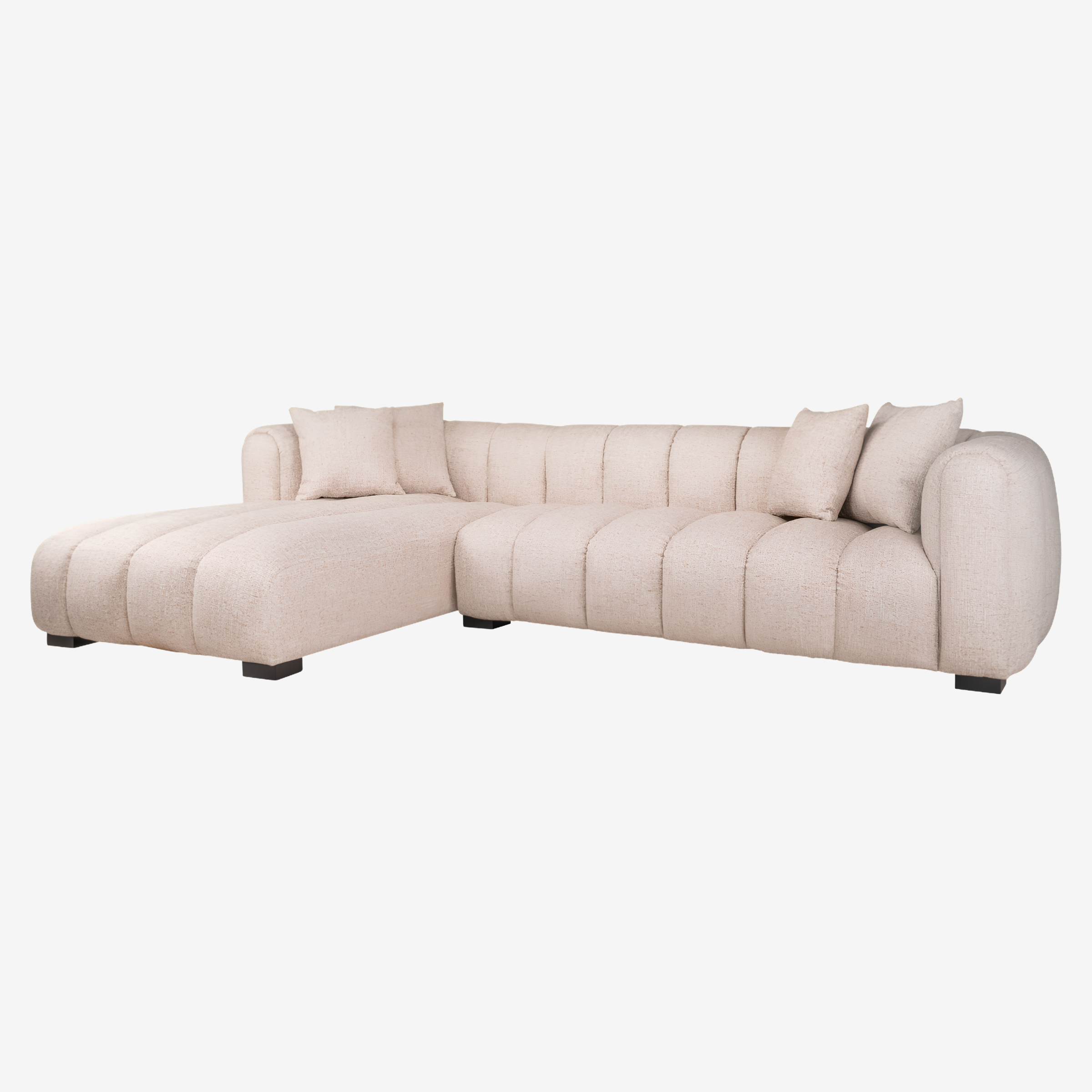 Sofa Novaro cream tweed – linke Lounge, feuerhemmend
