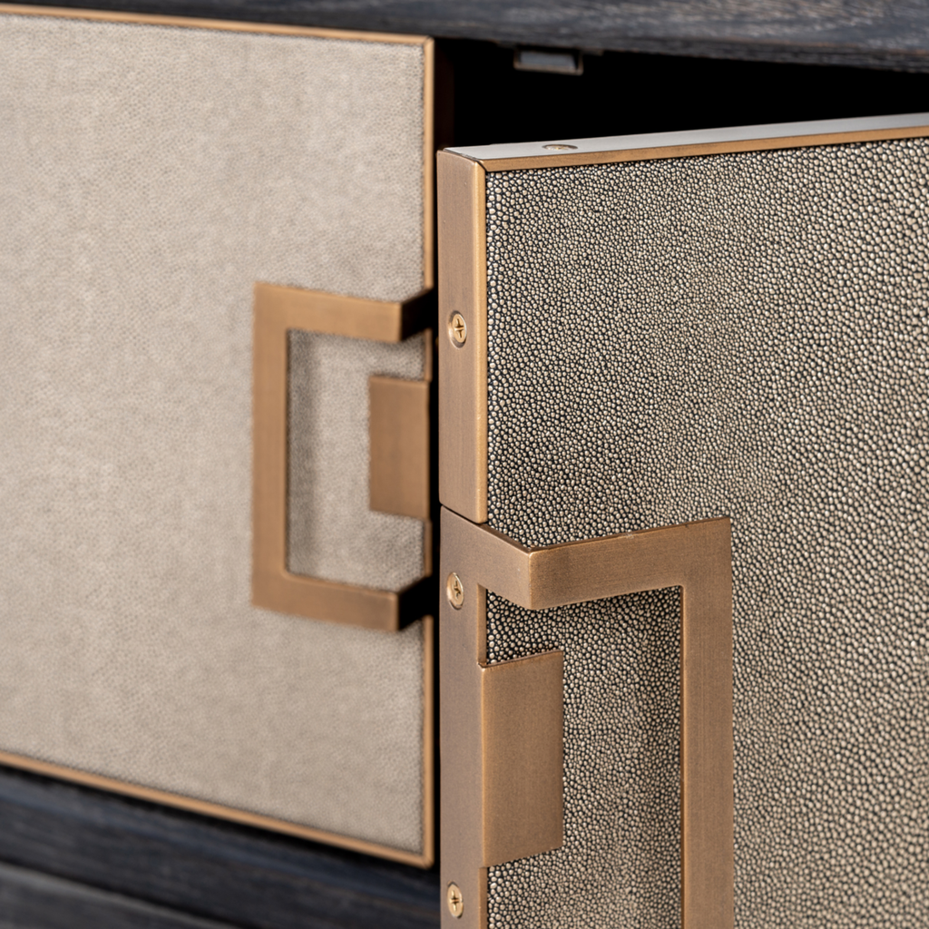 TV cabinet Bloomville brass shagreen