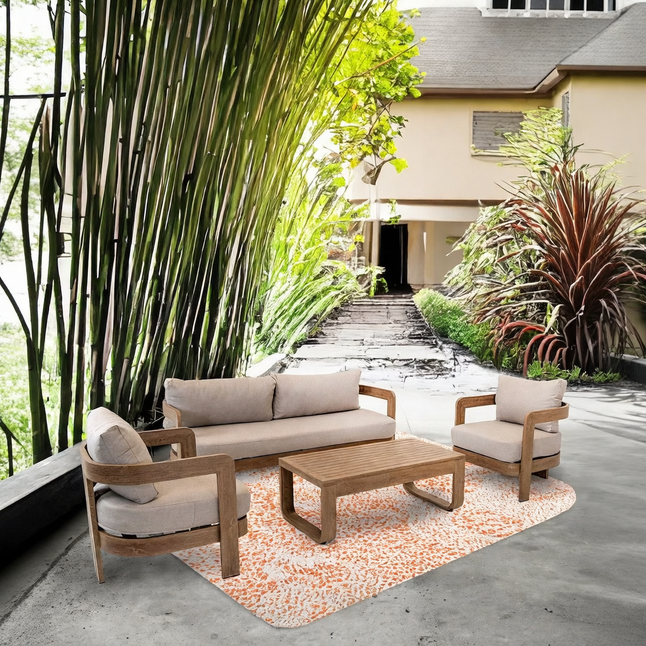 Gartenmöbel Lounge-Set Mylo beige