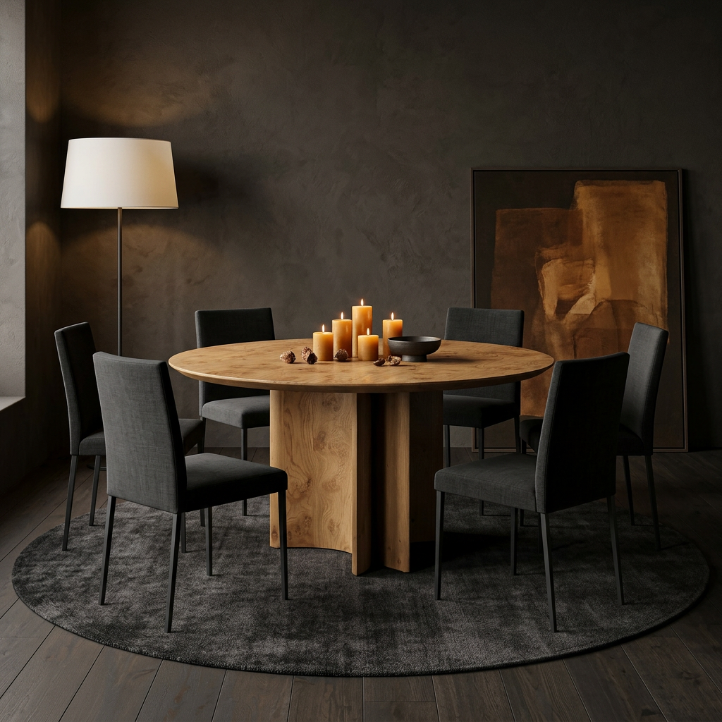 EGIO Runder Chop Tisch aus massiver Eiche